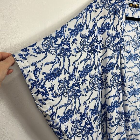 Row Bali Blue And White Floral Kimono Style Cover Up One Size - Picture 3 of 7
